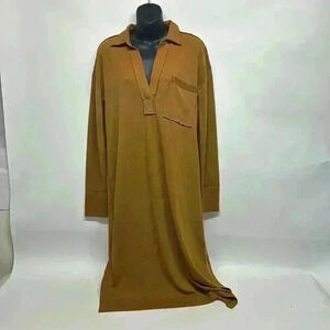 New with tags mystree cara raw edge dress camel small